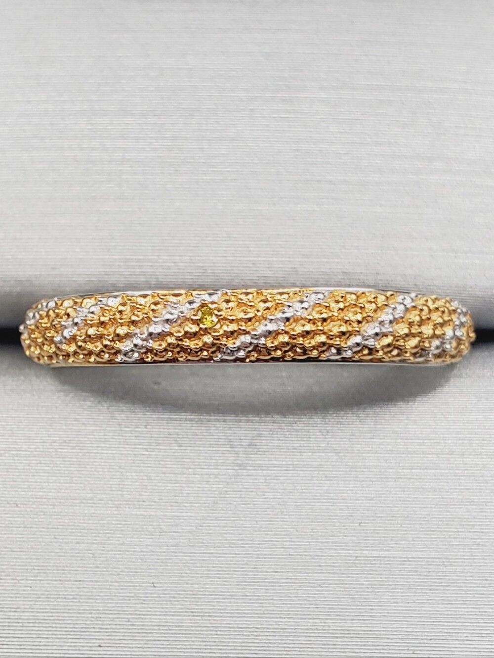 Genuine Yellow Diamond Accent - Two Tone Yellow Gold - 925 Sterling Silver Band